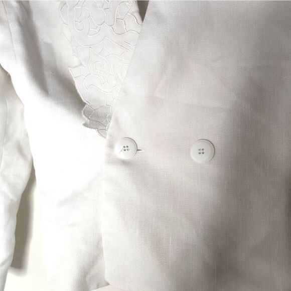 Gloria Vanderbilt 8 White LINEN Blend Embroidered Lined Women’s Skirt Suit - Picture 6 of 13